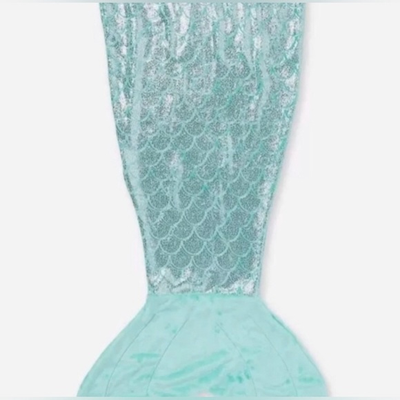 Justice Mermaid Tail Plush Blanket, Aqua with Silver Embossing - Picture 2 of 7